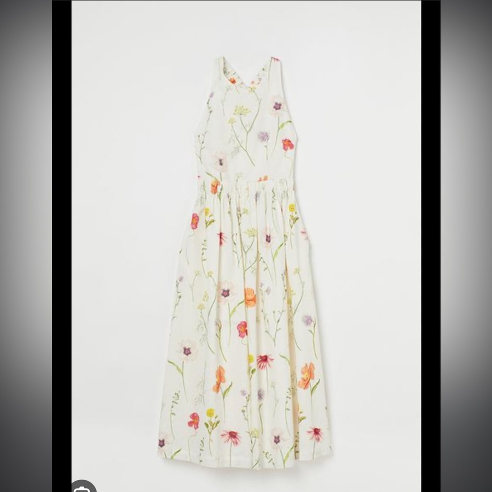 H&M linen-blend flower dress